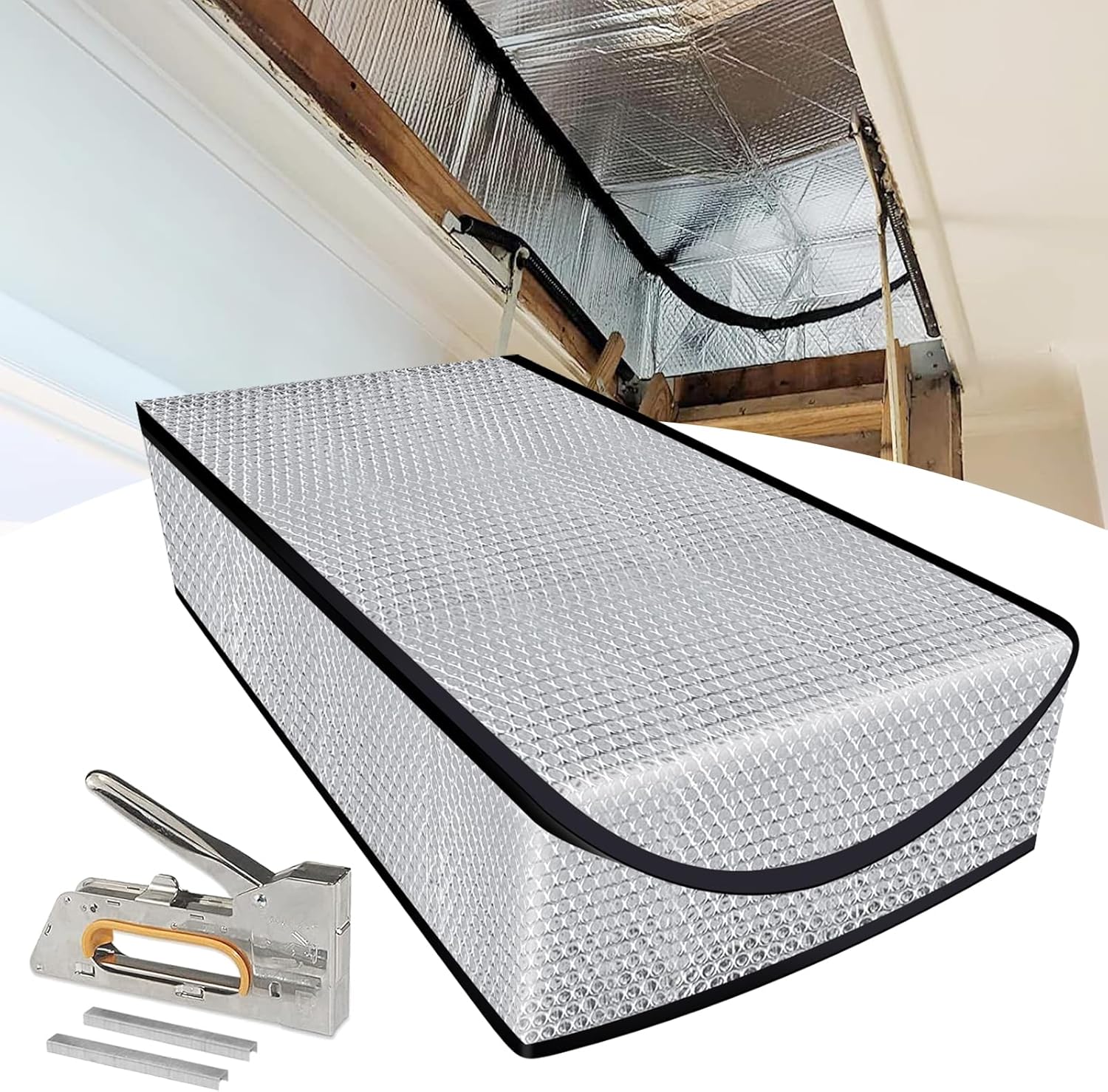 Attic Stairs Insulation Cover 25" X 54" X 11" - Attic Ladder Insulation Cover - Attic Insulation Tent with Zipper - Fire Proof Attic Cover Stairway Insulator