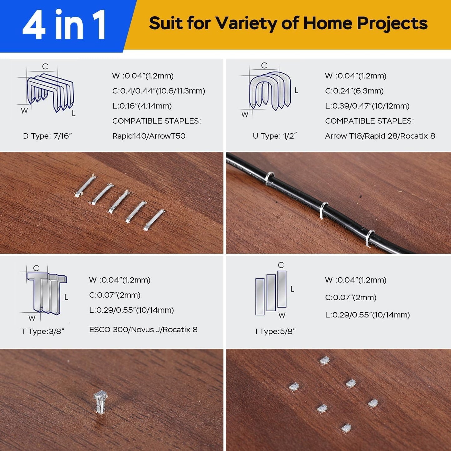 Staple Gun Heavy Duty- 4-In-1 Stapler Gun with 4000 Staples