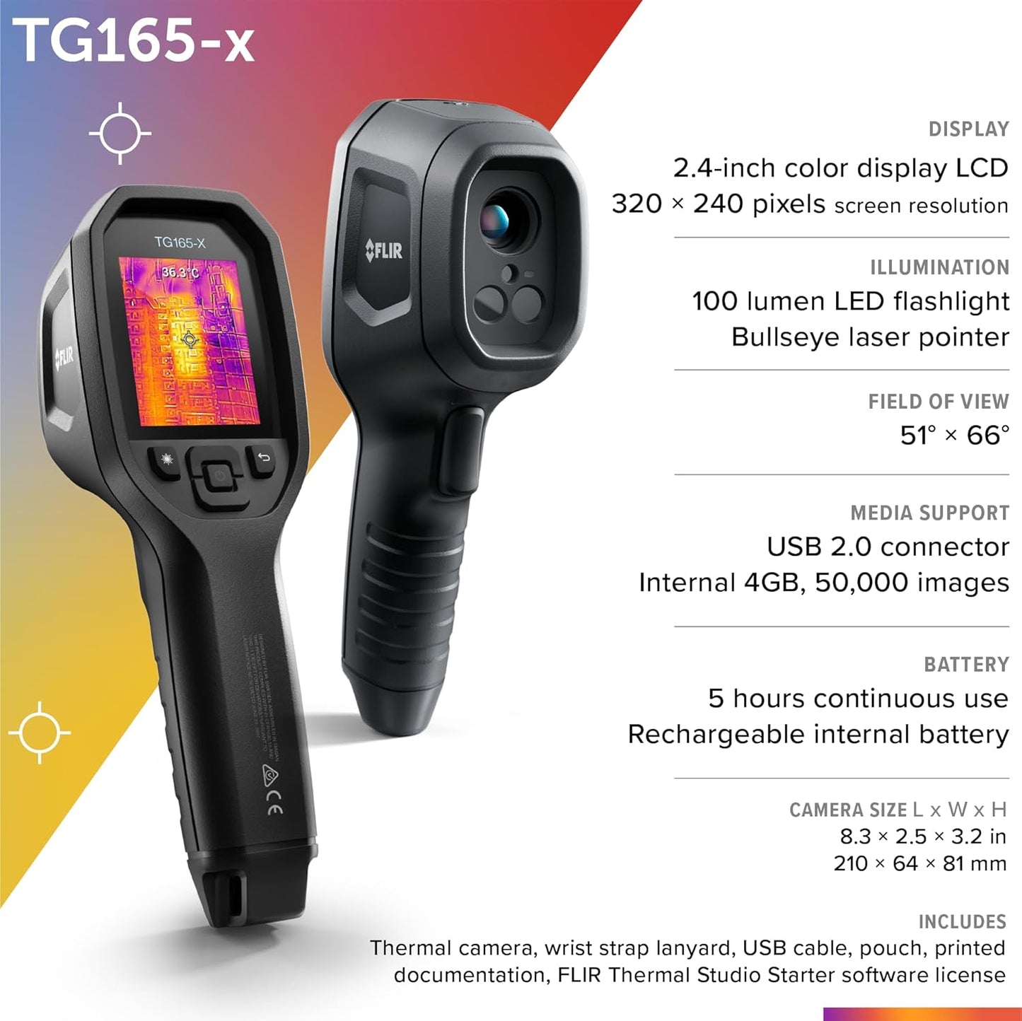 FLIR TG165-X Thermal Imaging Camera with Bullseye Laser