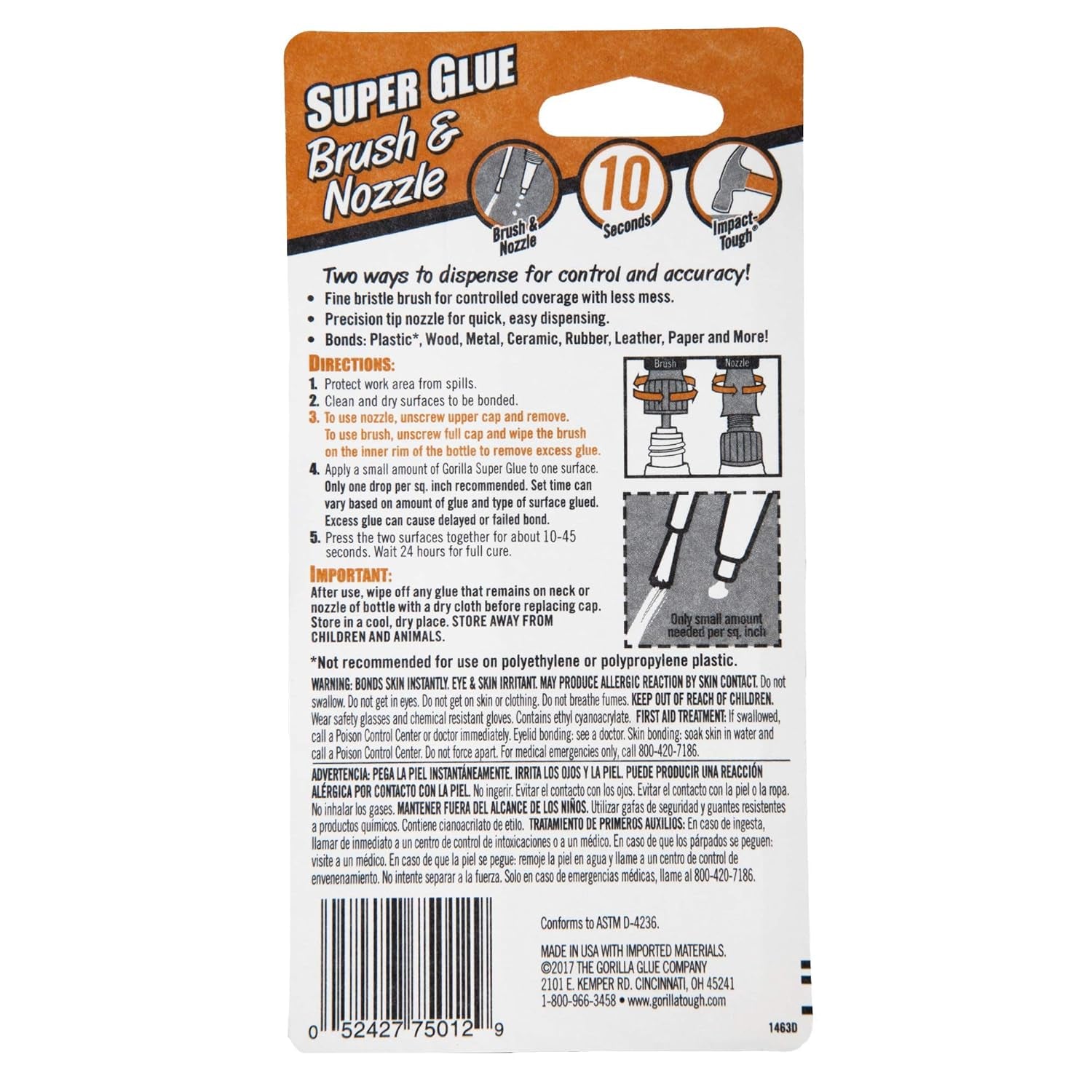 Super Glue with Brush & Nozzle Applicator, 12 Gram, Clear