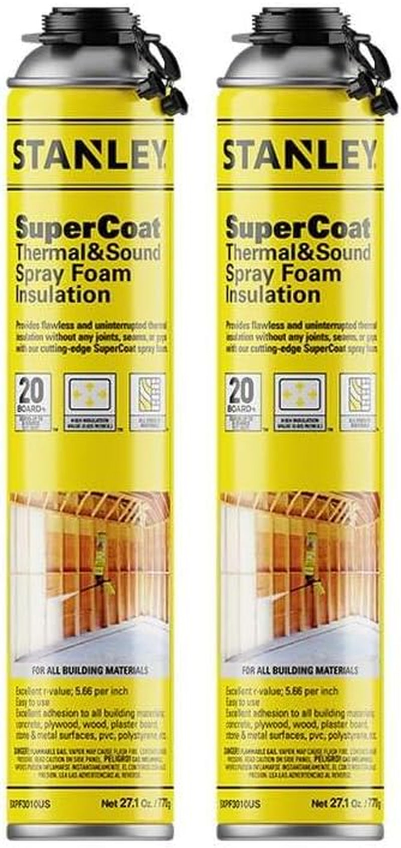 Supercoat Spray Foam Insulation - Closed Cell Spray Foam Covers up to 20 Sq.Ft., Gun Use, Gun Not Included, 27.1 Oz, 1 Pack