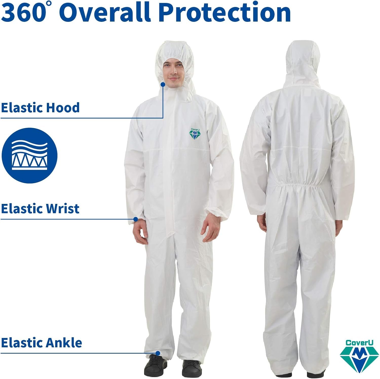 Hazmat Suits - 6 Sizes Options - Disposable Coveralls Suit, Medical Protective Coverall PPE Hazmat Suits