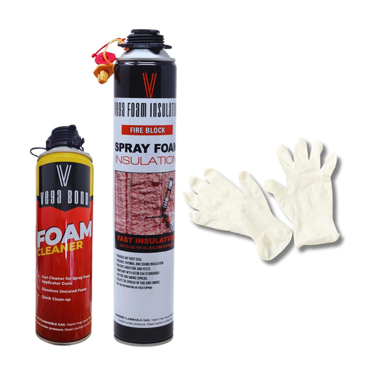 Vega Foam Fire Block Spray Foam Insulation Kit. Closed Cell Foam Thermal and Sound Insulation. Single Can with Cleaner. Covers up to 20 Sqft at 1 Inch per Canister